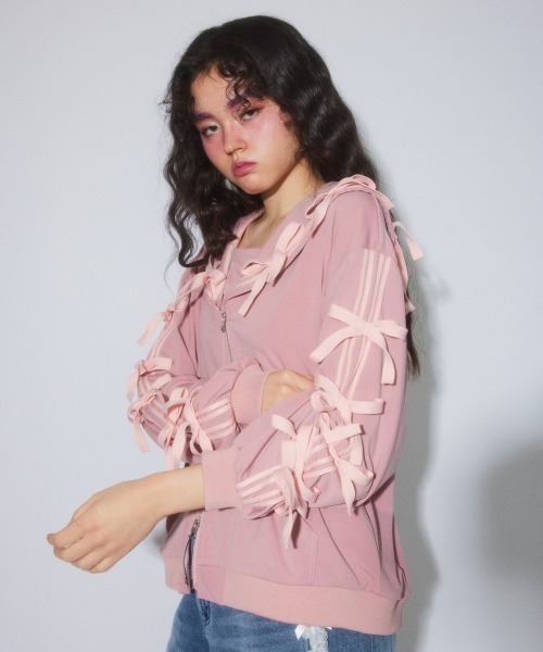 Candy Stripper(キャンディストリッパー)の「FULL OF RIBBON SAILOR JERSEY ブルゾン(ブルゾン・レディース・ブラック/ライトブルー/ピンク/グレー・FREE)」の8枚目の写真