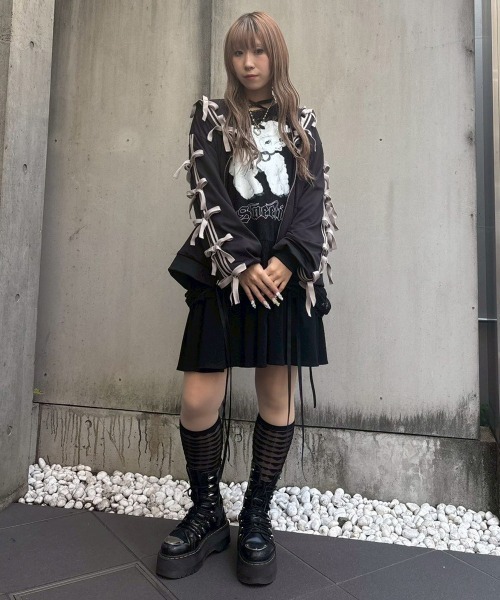 Candy Stripper(キャンディストリッパー)の「FULL OF RIBBON SAILOR JERSEY ブルゾン(ブルゾン・レディース・ブラック/ライトブルー/ピンク/グレー・FREE)」の13枚目の写真