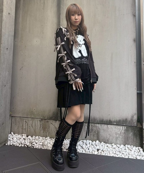 Candy Stripper(キャンディストリッパー)の「FULL OF RIBBON SAILOR JERSEY ブルゾン(ブルゾン・レディース・ブラック/ライトブルー/ピンク/グレー・FREE)」の14枚目の写真