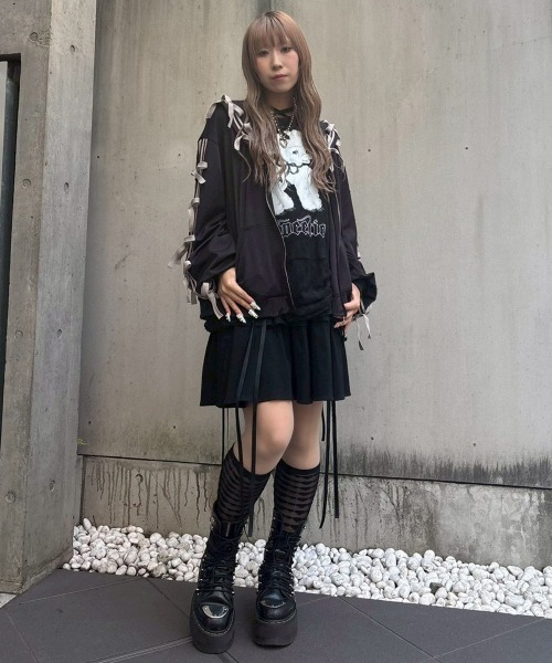 Candy Stripper(キャンディストリッパー)の「FULL OF RIBBON SAILOR JERSEY ブルゾン(ブルゾン・レディース・ブラック/ライトブルー/ピンク/グレー・FREE)」の15枚目の写真