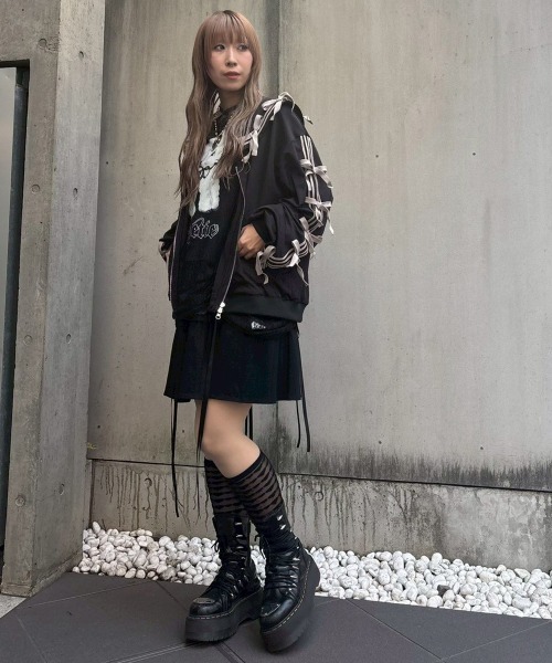 Candy Stripper(キャンディストリッパー)の「FULL OF RIBBON SAILOR JERSEY ブルゾン(ブルゾン・レディース・ブラック/ライトブルー/ピンク/グレー・FREE)」の16枚目の写真