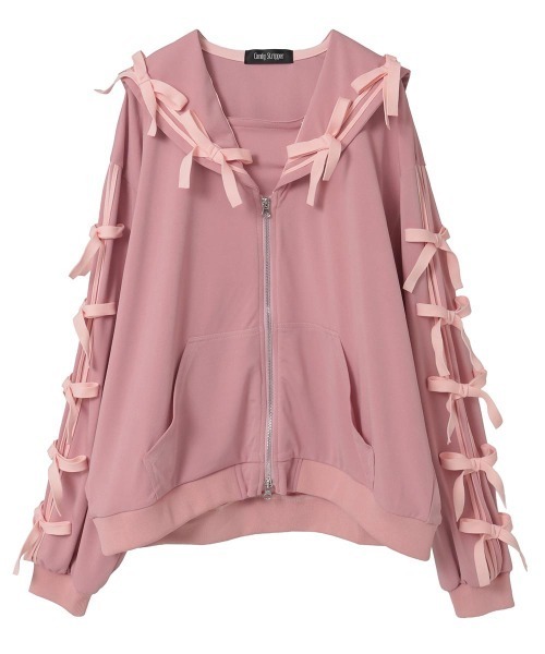 Candy Stripper(キャンディストリッパー)の「FULL OF RIBBON SAILOR JERSEY ブルゾン(ブルゾン・レディース・ブラック/ライトブルー/ピンク/グレー・FREE)」の17枚目の写真