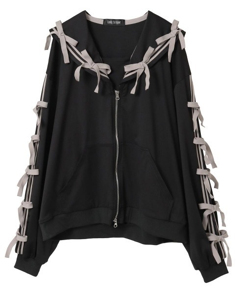 Candy Stripper(キャンディストリッパー)の「FULL OF RIBBON SAILOR JERSEY ブルゾン(ブルゾン・レディース・ブラック/ライトブルー/ピンク/グレー・FREE)」の18枚目の写真