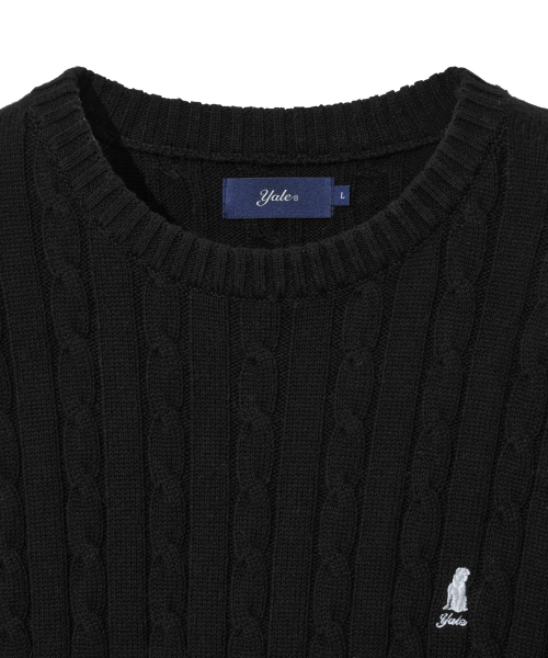 YALE(イェール)の「ヘリテージ ダン ケーブル 半袖ラウンドニット ブラック(Tシャツ/カットソー・レディース・その他・S/M/L/XL)」の6枚目の写真