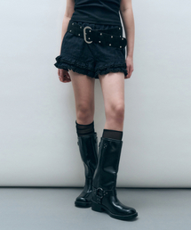 MONGDOL（モンドル）の「レースフリルバンディングショーツブラックMDPT070BLACK（その他パンツ）」