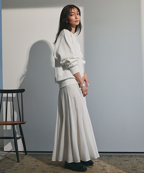 studio CLIP（スタディオクリップ）の「《ウタオ》ロングフレアスカート（スカート・レディース・オフホワイト/ブラック/ライトグレー・FREE）」の5枚目の写真