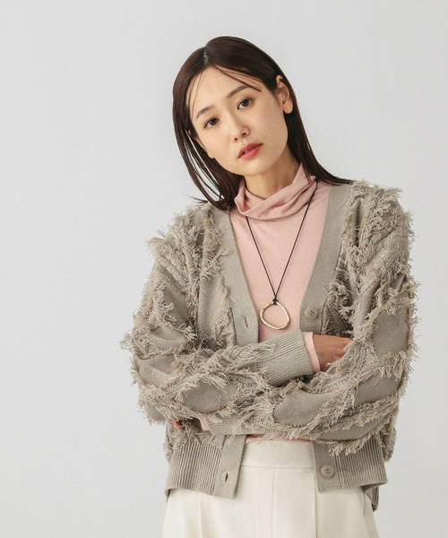 GLOBAL WORK（グローバルワーク）の「フリンジケーブルカーディガン/634006（カーディガン/ボレロ・レディース・ブラウン系その他3/オフホワイト/ブラック・MEDIUM）」の3枚目の写真