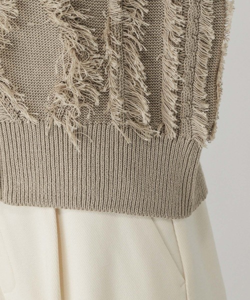 GLOBAL WORK（グローバルワーク）の「フリンジケーブルカーディガン/634006（カーディガン/ボレロ・レディース・ブラウン系その他3/オフホワイト/ブラック・MEDIUM）」の6枚目の写真