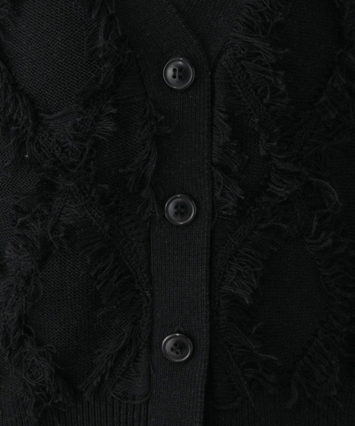 GLOBAL WORK（グローバルワーク）の「フリンジケーブルカーディガン/634006（カーディガン/ボレロ・レディース・ブラウン系その他3/オフホワイト/ブラック・MEDIUM）」の8枚目の写真