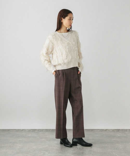 GLOBAL WORK（グローバルワーク）の「フリンジケーブルカーディガン/634006（カーディガン/ボレロ・レディース・ブラウン系その他3/オフホワイト/ブラック・MEDIUM）」の11枚目の写真