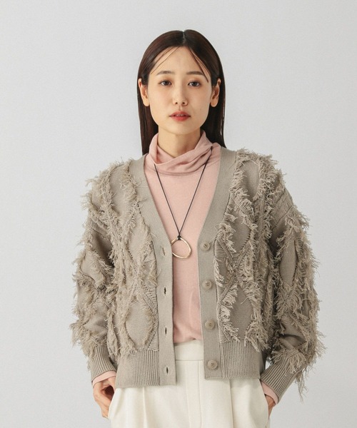 GLOBAL WORK（グローバルワーク）の「フリンジケーブルカーディガン/634006（カーディガン/ボレロ・レディース・ブラウン系その他3/オフホワイト/ブラック・MEDIUM）」の20枚目の写真