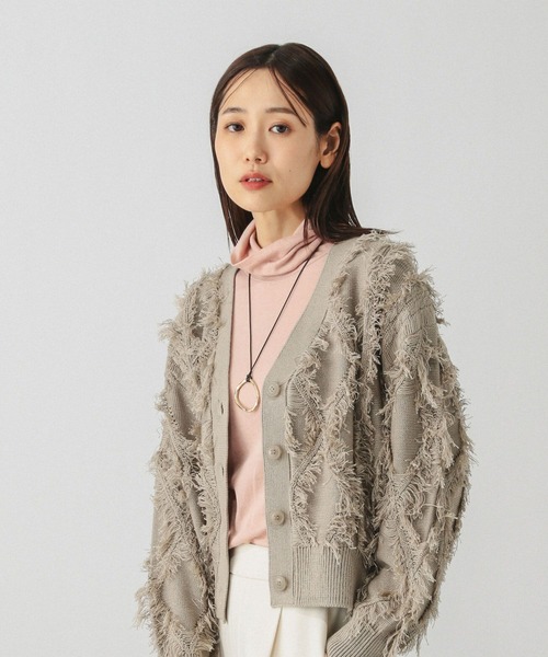 GLOBAL WORK（グローバルワーク）の「フリンジケーブルカーディガン/634006（カーディガン/ボレロ・レディース・ブラウン系その他3/オフホワイト/ブラック・MEDIUM）」の21枚目の写真