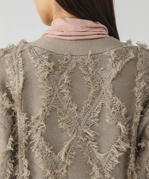 GLOBAL WORK（グローバルワーク）の「フリンジケーブルカーディガン/634006（カーディガン/ボレロ・レディース・ブラウン系その他3/オフホワイト/ブラック・MEDIUM）」の4枚目の写真