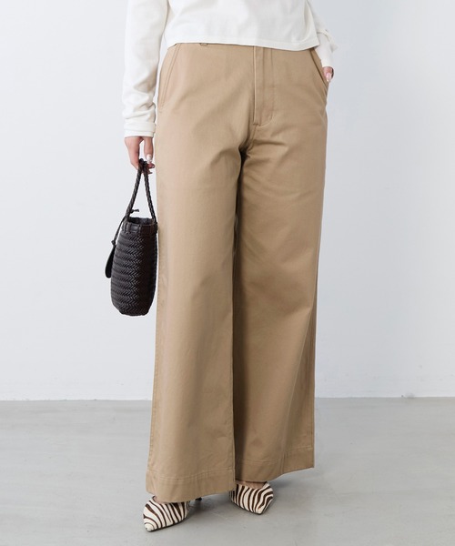 MICA&DEAL(マイカ&ディール)の「バギーライクワイドパンツ〈2サイズ展開〉(チノパンツ・レディース・ホワイト/ベージュ/ネイビー/グレー/ライトブルー・36/38)」の3枚目の写真