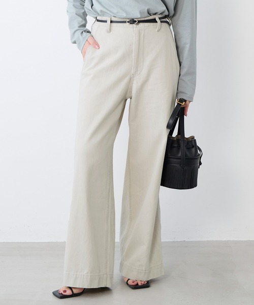 MICA&DEAL(マイカ&ディール)の「バギーライクワイドパンツ〈2サイズ展開〉(チノパンツ・レディース・ホワイト/ベージュ/ネイビー/グレー/ライトブルー・36/38)」の6枚目の写真