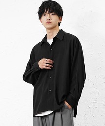 【MinoriTY】とろみ素材ドルマンシルエットルーズシャツ オーバーサイズ ルーズフィット レギュラーカラー メンズ