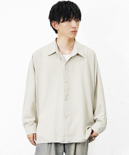 MinoriTY(マイノリティ)の「【MinoriTY】とろみ素材ドルマンシルエットルーズシャツ オーバーサイズ ルーズフィット レギュラーカラー メンズ(シャツ/ブラウス・メンズ・ブラック/カーキ/アイボリー・L/M/S)」の5枚目の写真
