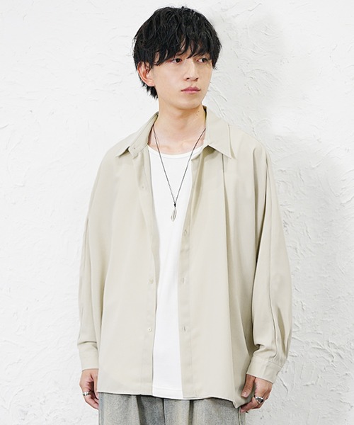 MinoriTY(マイノリティ)の「【MinoriTY】とろみ素材ドルマンシルエットルーズシャツ オーバーサイズ ルーズフィット レギュラーカラー メンズ(シャツ/ブラウス・メンズ・ブラック/カーキ/アイボリー・L/M/S)」の6枚目の写真