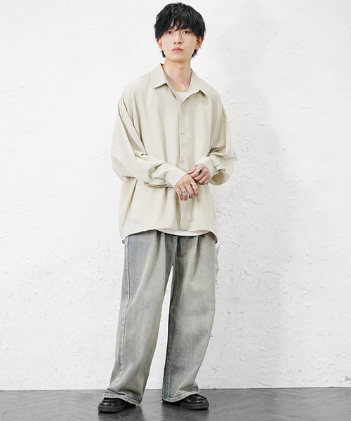 MinoriTY(マイノリティ)の「【MinoriTY】とろみ素材ドルマンシルエットルーズシャツ オーバーサイズ ルーズフィット レギュラーカラー メンズ(シャツ/ブラウス・メンズ・ブラック/カーキ/アイボリー・L/M/S)」の7枚目の写真
