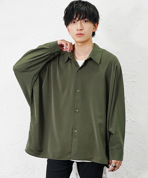 MinoriTY(マイノリティ)の「【MinoriTY】とろみ素材ドルマンシルエットルーズシャツ オーバーサイズ ルーズフィット レギュラーカラー メンズ(シャツ/ブラウス・メンズ・ブラック/カーキ/アイボリー・L/M/S)」の10枚目の写真