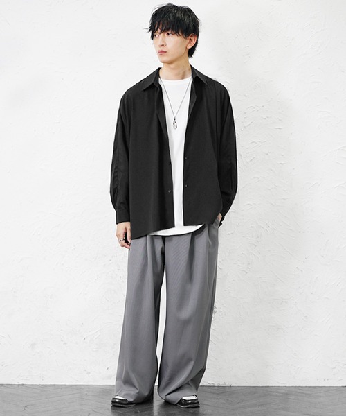 MinoriTY(マイノリティ)の「【MinoriTY】とろみ素材ドルマンシルエットルーズシャツ オーバーサイズ ルーズフィット レギュラーカラー メンズ(シャツ/ブラウス・メンズ・ブラック/カーキ/アイボリー・L/M/S)」の15枚目の写真