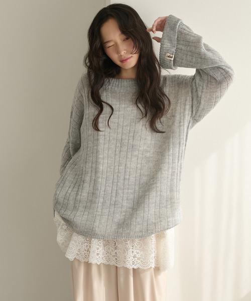 apres jour clair(アプレジュールクレア)の「【apres jour clair】オーバーサイズシアーニット(ニット/セーター・レディース・アイボリー/ピンクベージュ/ベージュ/グレー・X-LARGE/フリー)」の3枚目の写真