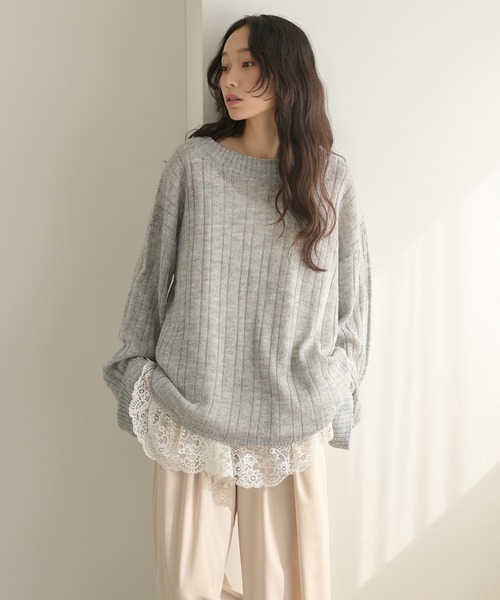 apres jour clair(アプレジュールクレア)の「【apres jour clair】オーバーサイズシアーニット(ニット/セーター・レディース・アイボリー/ピンクベージュ/ベージュ/グレー・X-LARGE/フリー)」の17枚目の写真