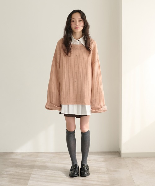 apres jour clair(アプレジュールクレア)の「【apres jour clair】オーバーサイズシアーニット(ニット/セーター・レディース・アイボリー/ピンクベージュ/ベージュ/グレー・X-LARGE/フリー)」の21枚目の写真