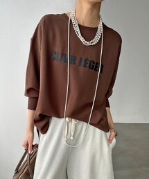袖リブバックボタンジョーゼットロゴプルオーバー