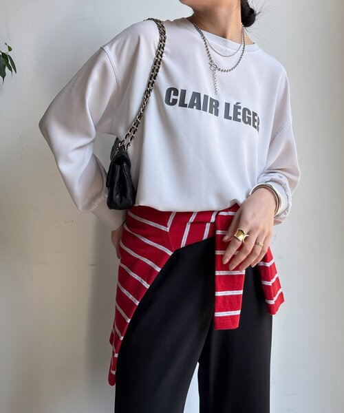 DouDou（ドゥドゥ）の「袖リブバックボタンジョーゼットロゴプルオーバー（シャツ/ブラウス・レディース・ライトグレー/オフホワイト/チャコールグレー・FREE）」の5枚目の写真