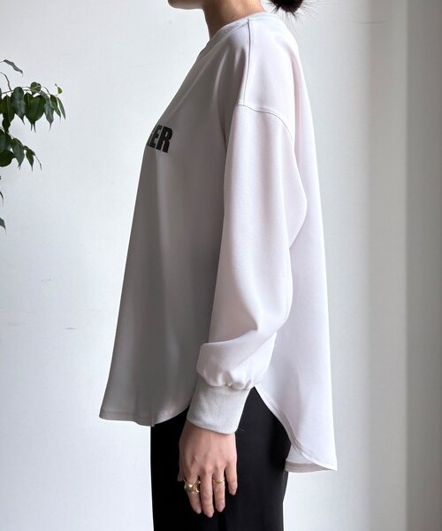 DouDou（ドゥドゥ）の「袖リブバックボタンジョーゼットロゴプルオーバー（シャツ/ブラウス・レディース・ライトグレー/オフホワイト/チャコールグレー・FREE）」の8枚目の写真