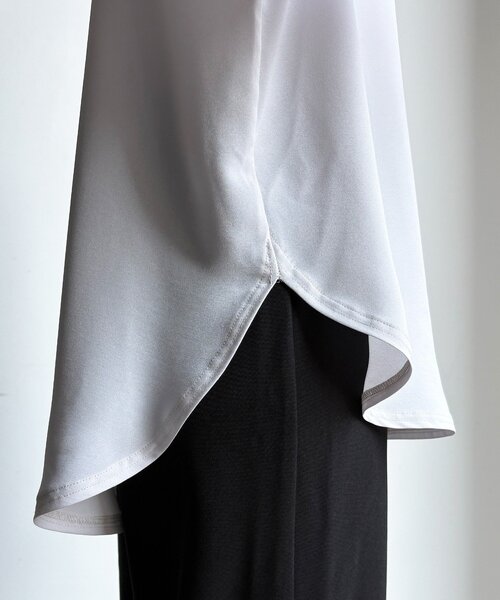 DouDou（ドゥドゥ）の「袖リブバックボタンジョーゼットロゴプルオーバー（シャツ/ブラウス・レディース・ライトグレー/オフホワイト/チャコールグレー・FREE）」の14枚目の写真