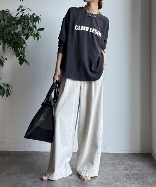 DouDou（ドゥドゥ）の「袖リブバックボタンジョーゼットロゴプルオーバー（シャツ/ブラウス・レディース・ライトグレー/オフホワイト/チャコールグレー・FREE）」の16枚目の写真