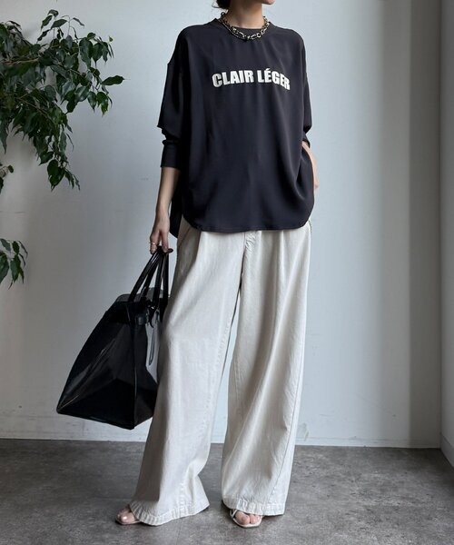 DouDou（ドゥドゥ）の「袖リブバックボタンジョーゼットロゴプルオーバー（シャツ/ブラウス・レディース・ライトグレー/オフホワイト/チャコールグレー・FREE）」の17枚目の写真