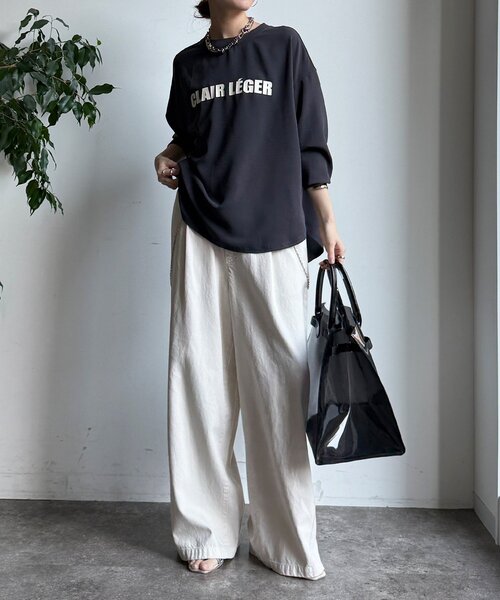 DouDou（ドゥドゥ）の「袖リブバックボタンジョーゼットロゴプルオーバー（シャツ/ブラウス・レディース・ライトグレー/オフホワイト/チャコールグレー・FREE）」の18枚目の写真