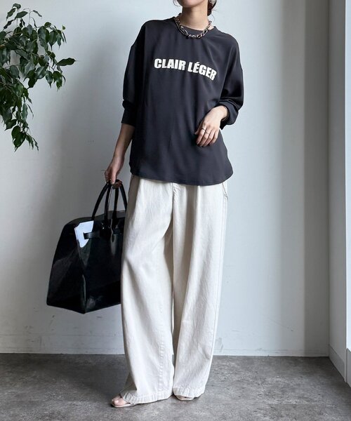 DouDou（ドゥドゥ）の「袖リブバックボタンジョーゼットロゴプルオーバー（シャツ/ブラウス・レディース・ライトグレー/オフホワイト/チャコールグレー・FREE）」の19枚目の写真