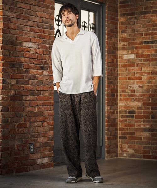 CAMBIO(カンビオ)の「ms6400- Honeycomb Waffle 3-4 Sleeve Skipper Polo Shirts スキッパーポロシャツ(S64026cmb)(ポロシャツ・メンズ・ホワイト/ブラック/チャコールグレー・S/M/L)」の7枚目の写真