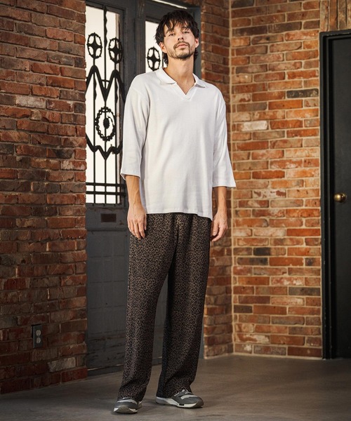 CAMBIO(カンビオ)の「ms6400- Honeycomb Waffle 3-4 Sleeve Skipper Polo Shirts スキッパーポロシャツ(S64026cmb)(ポロシャツ・メンズ・ホワイト/ブラック/チャコールグレー・S/M/L)」の9枚目の写真