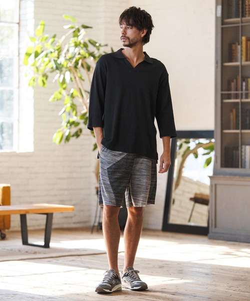 CAMBIO(カンビオ)の「ms6400- Honeycomb Waffle 3-4 Sleeve Skipper Polo Shirts スキッパーポロシャツ(S64026cmb)(ポロシャツ・メンズ・ホワイト/ブラック/チャコールグレー・S/M/L)」の13枚目の写真