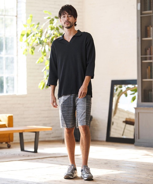 CAMBIO(カンビオ)の「ms6400- Honeycomb Waffle 3-4 Sleeve Skipper Polo Shirts スキッパーポロシャツ(S64026cmb)(ポロシャツ・メンズ・ホワイト/ブラック/チャコールグレー・S/M/L)」の14枚目の写真