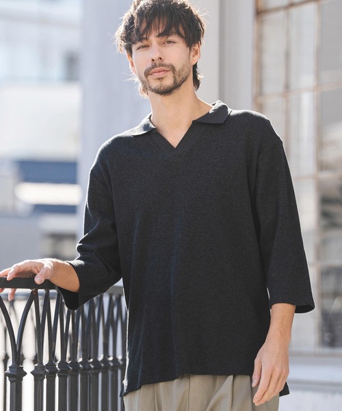 ms6400- Honeycomb Waffle 3-4 Sleeve Skipper Polo Shirts スキッパー