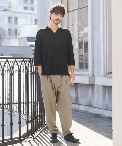 CAMBIO(カンビオ)の「ms6400- Honeycomb Waffle 3-4 Sleeve Skipper Polo Shirts スキッパーポロシャツ(S64026cmb)(ポロシャツ・メンズ・ホワイト/ブラック/チャコールグレー・S/M/L)」の19枚目の写真