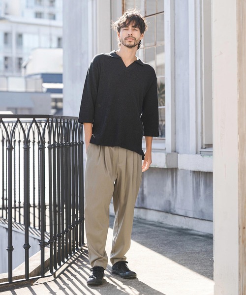 CAMBIO(カンビオ)の「ms6400- Honeycomb Waffle 3-4 Sleeve Skipper Polo Shirts スキッパーポロシャツ(S64026cmb)(ポロシャツ・メンズ・ホワイト/ブラック/チャコールグレー・S/M/L)」の20枚目の写真