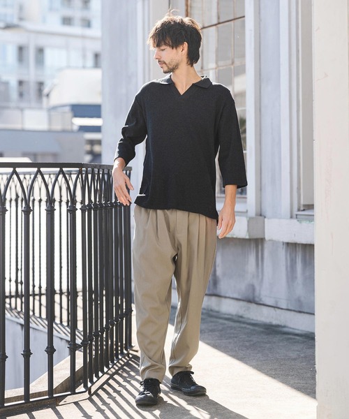 CAMBIO(カンビオ)の「ms6400- Honeycomb Waffle 3-4 Sleeve Skipper Polo Shirts スキッパーポロシャツ(S64026cmb)(ポロシャツ・メンズ・ホワイト/ブラック/チャコールグレー・S/M/L)」の21枚目の写真