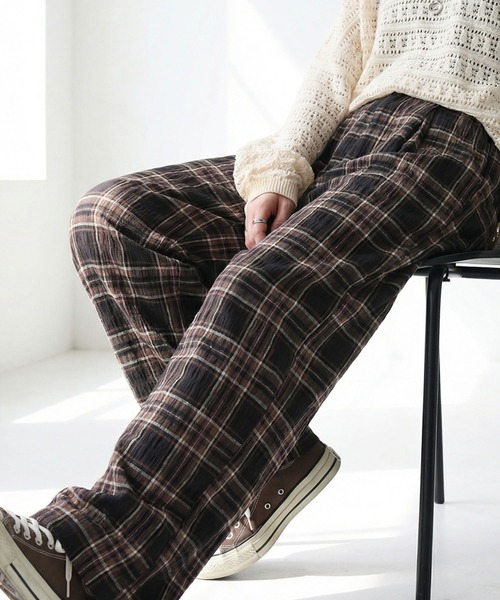 antiqua(アンティカ)の「インド綿 チェック柄 ワイドパンツ(その他パンツ・レディース・ブラック系その他/ブルー系その他・MEDIUM/LARGE)」の19枚目の写真