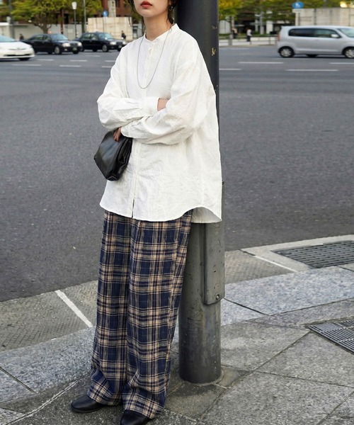 antiqua(アンティカ)の「インド綿 チェック柄 ワイドパンツ(その他パンツ・レディース・ブラック系その他/ブルー系その他・MEDIUM/LARGE)」の12枚目の写真
