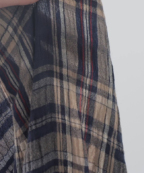 antiqua(アンティカ)の「インド綿 チェック柄 ワイドパンツ(その他パンツ・レディース・ブラック系その他/ブルー系その他・MEDIUM/LARGE)」の4枚目の写真