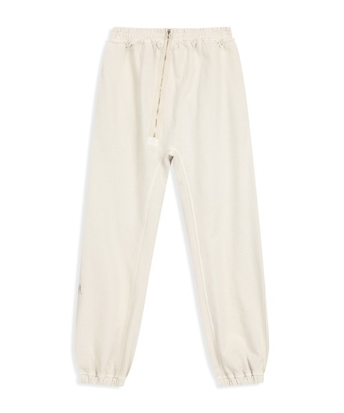 OPEN Yy（オープンワイワイ）の「【OPEN YY】CURVED ZIP SWEAT PANTS（スウェットパンツ・レディース・オフホワイト/ダークネイビー・M/S）」の2枚目の写真