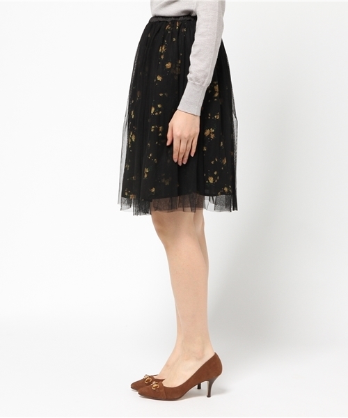 natural couture(ナチュラルクチュール)の「【natural couture NICE CLAUP】小花チュールスカート(スカート・レディース・オフホワイト/ネイビー/ブラック・FREE)」の5枚目の写真