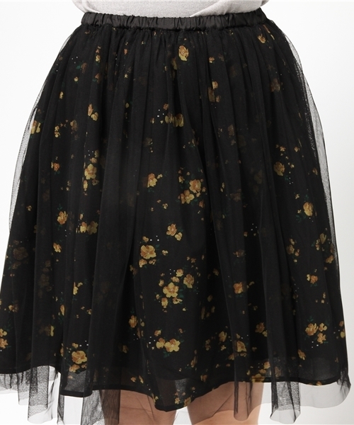 natural couture(ナチュラルクチュール)の「【natural couture NICE CLAUP】小花チュールスカート(スカート・レディース・オフホワイト/ネイビー/ブラック・FREE)」の7枚目の写真